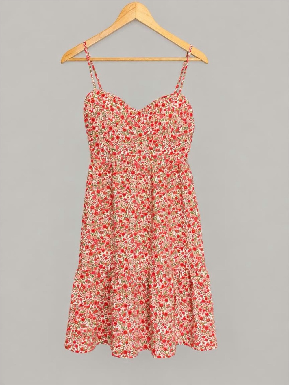 NWT Timing Red Floral Spaghetti-Strap Dress - L